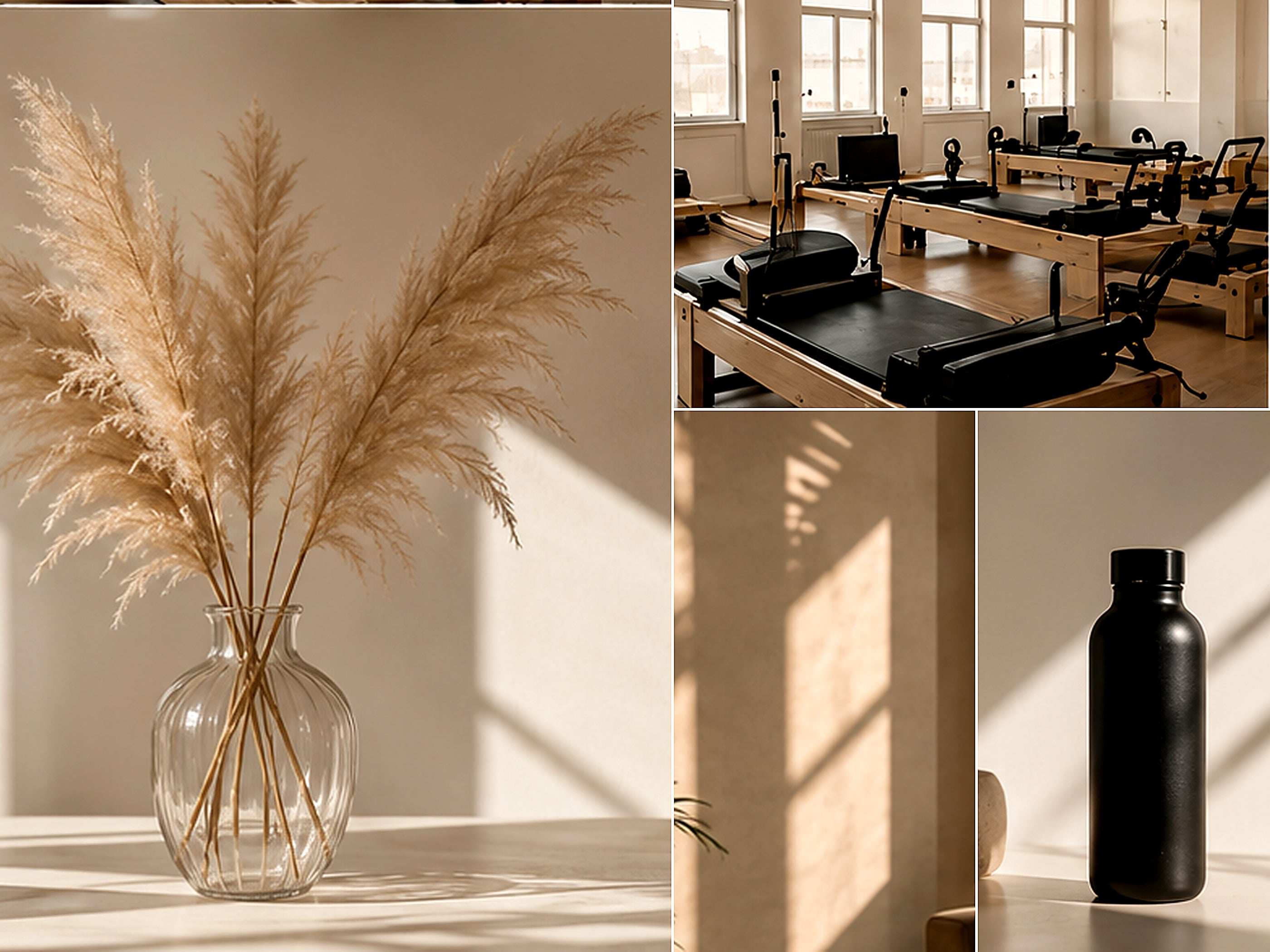 Warm tactile studio and wellness ritual details